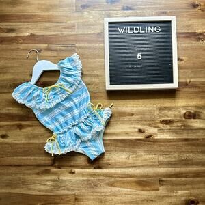 Wildling By Well Dressed Wolf Cabana Blue Stripe Skirted One-Piece Swimsuit 5